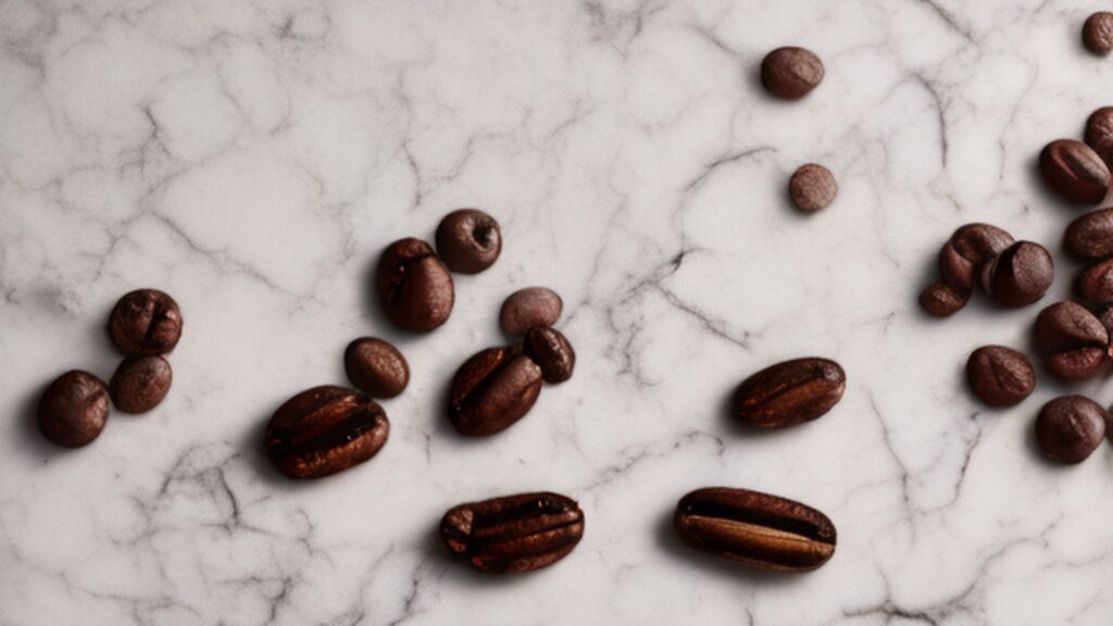 Arabica and Robusta coffee beans compared side by side on white surface