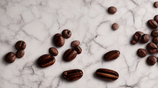 Arabica and Robusta coffee beans compared side by side on white surface