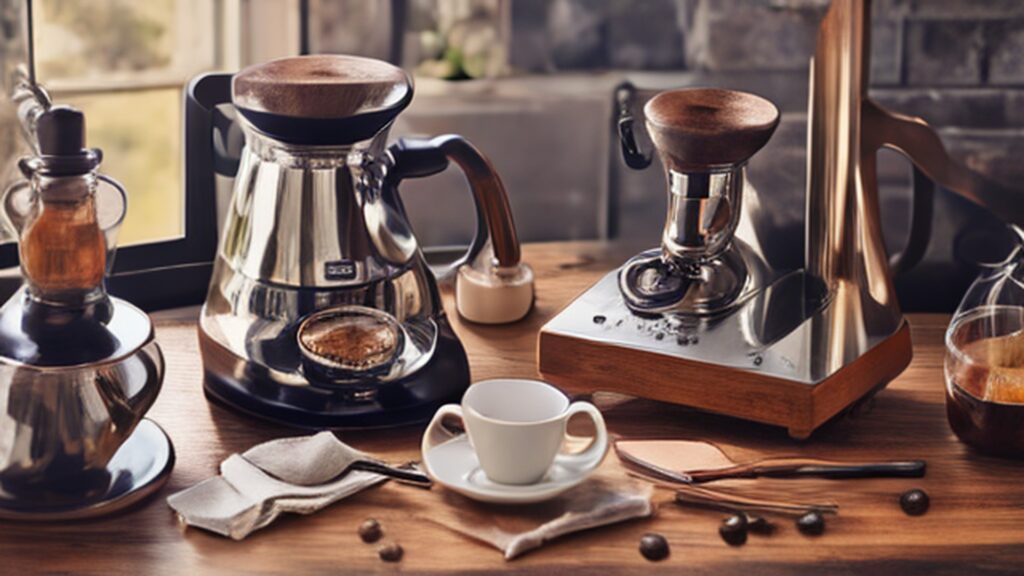Barista setup with coffee grinder, scale, and pour over equipment