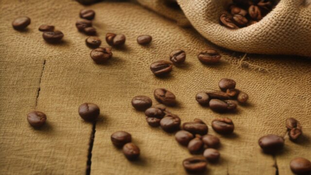 Kona coffee beans from Hawaii Big Island displayed on a wooden surface