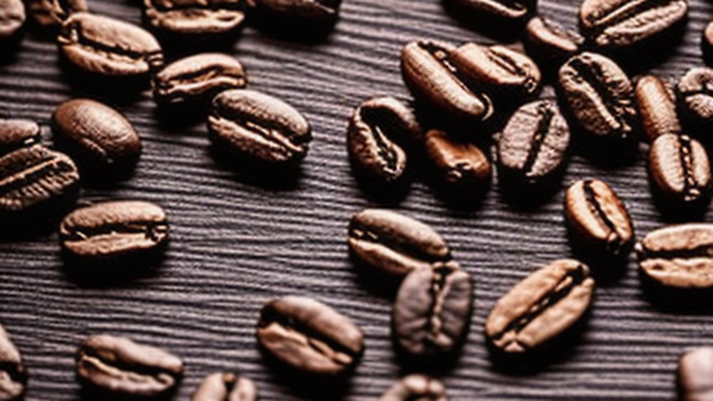 Close-up of round peaberry coffee beans next to regular flat-sided coffee beans