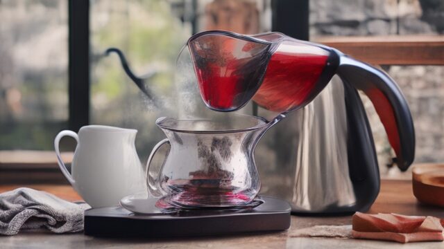 V60 Hario pour over dripper with gooseneck kettle pouring hot water