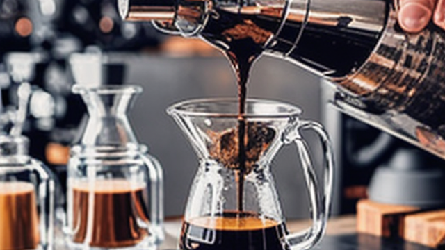A barista pouring specialty coffee through a pour over dripper with beans and a scale nearby